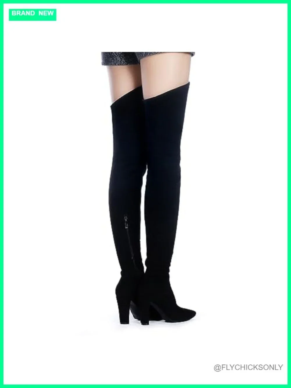 Women Stretch Suede Chunky Heel Over The Knee Thigh High Boots